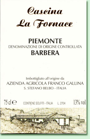 etichetta del Barbera